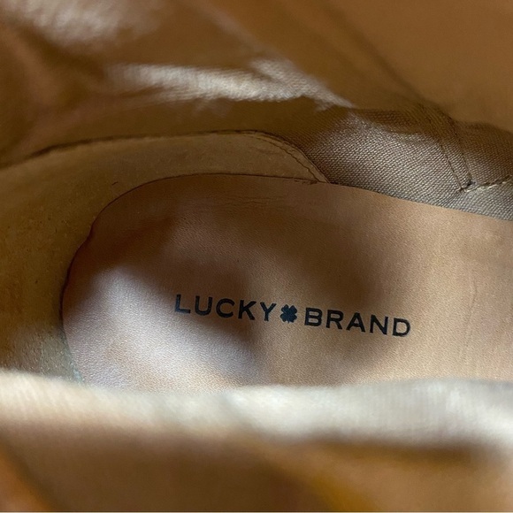 New! Lucky Brand Pinkton Brown Suede Block Heel Bootie 11M - Picture 14 of 16